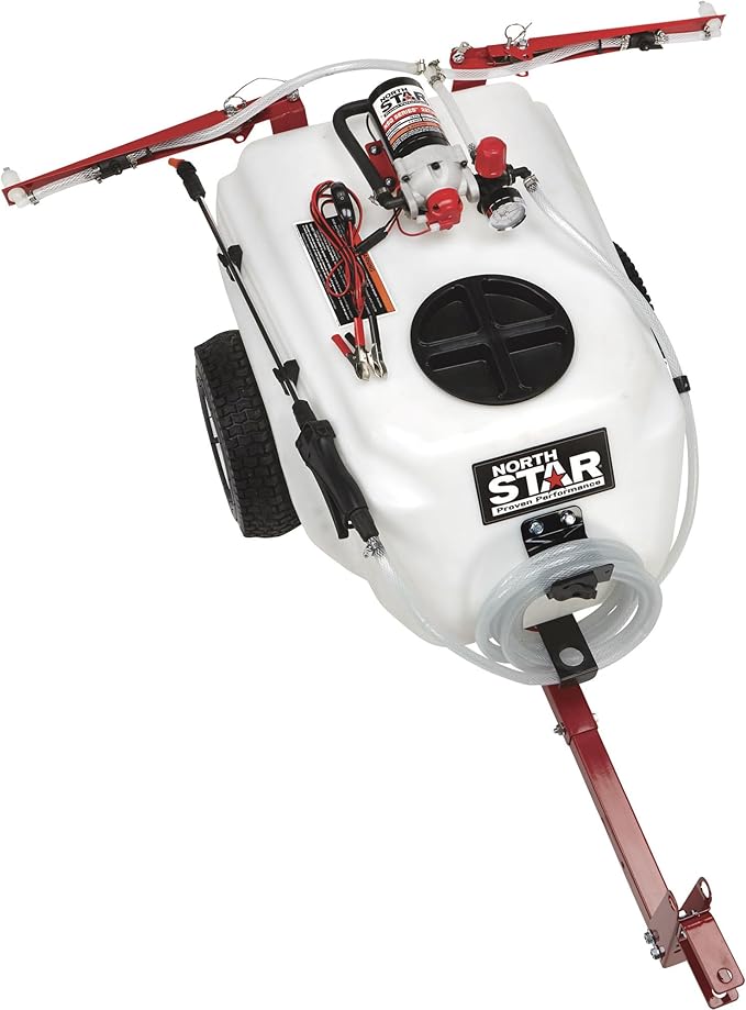 NorthStar Tow-Behind Trailer Boom Broadcast and Spot Sprayer - 21-Gallon Capacity, 2.2 GPM, 12 Volt DC