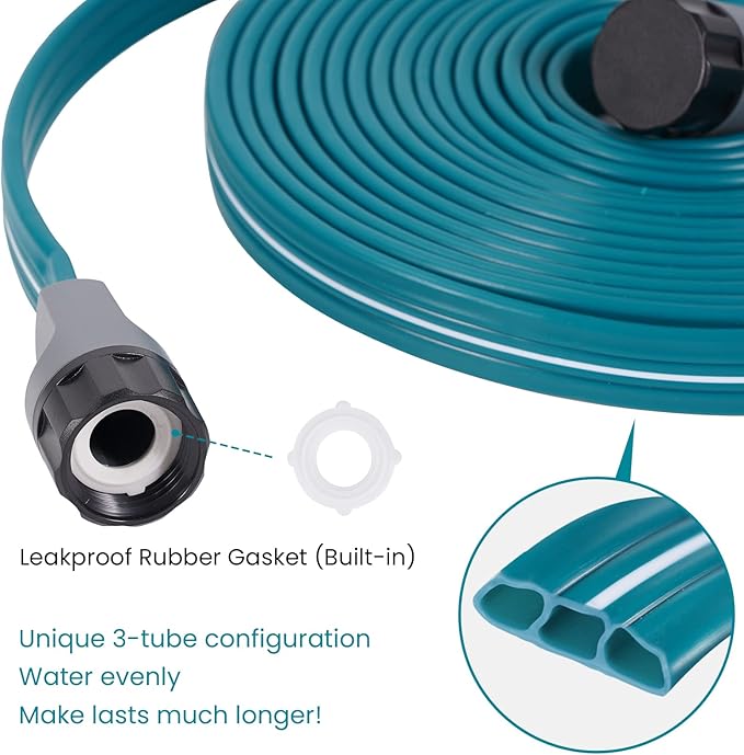 LINEX Sprinkler Soaker Hose 75 ft 2 pack for Garden Lawn Watering Hose with Stakes