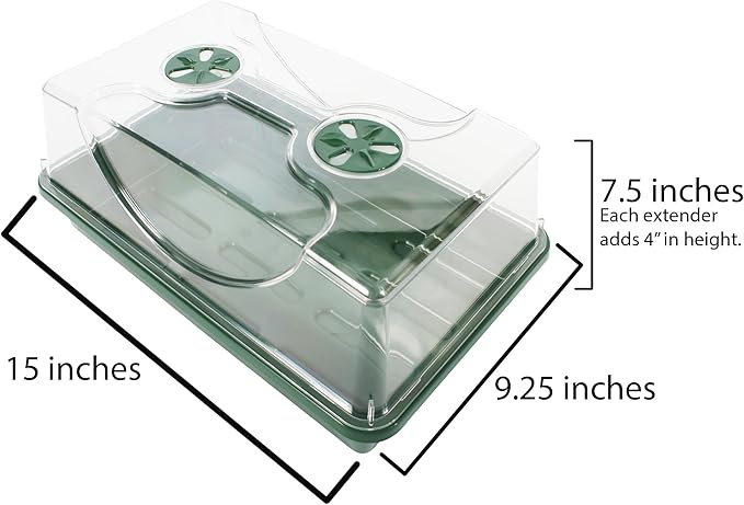 EarlyGrow Medium Seed and Herb Domed Propagator with Vented Side Height Extension and Security Clip Set,Green