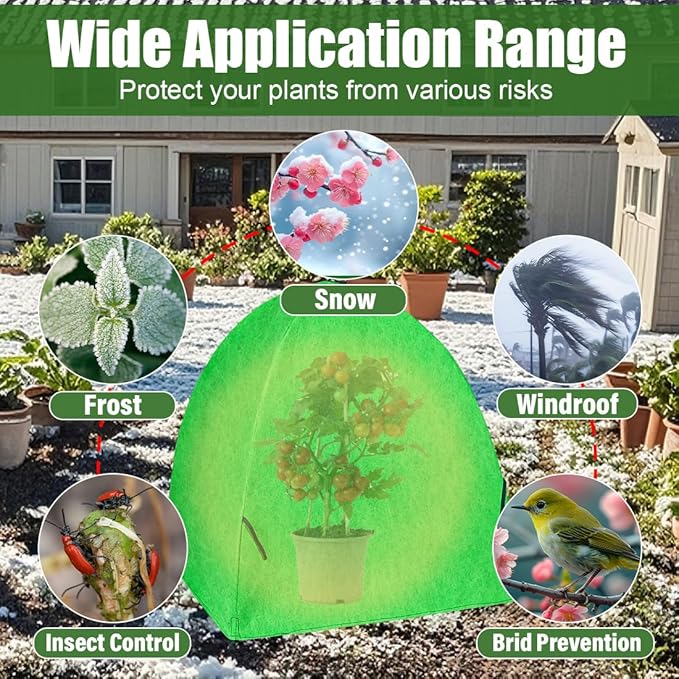 Frost Covers for Plants, 2-Pack Durable Plant Covers Freeze Protection, Reusable Tree Cover for Winter, Plant Tents Grow Bag Outdoor
