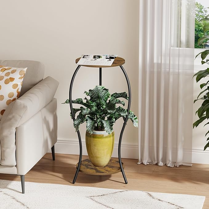 Plant Stand Indoor,2 Tier Round Potted Holder Stand,Flower Pot Stand,Plant Supports Rack,Corner Plant Shelf for Planter Garden Balcony Patio Living Room