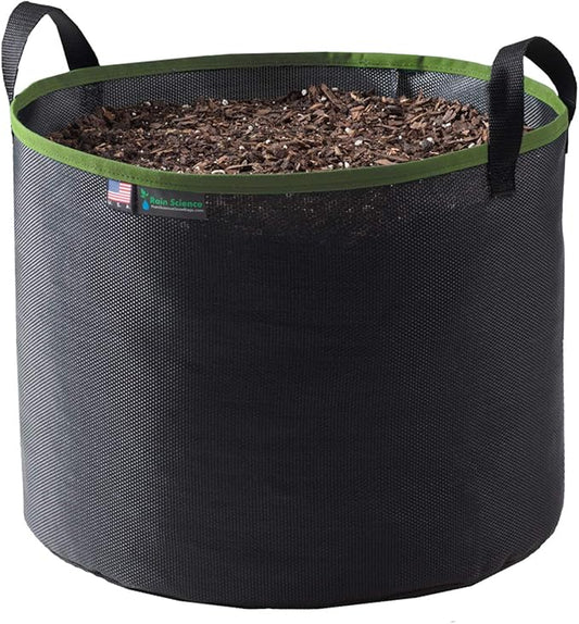 Grow Bag 5 Gallon, Planting Pots - Colorful Plant Grow Bags Pots Gardening Vegetable - Air Pruning Mesh Fabric Plant Container - (Black/ODGreen)