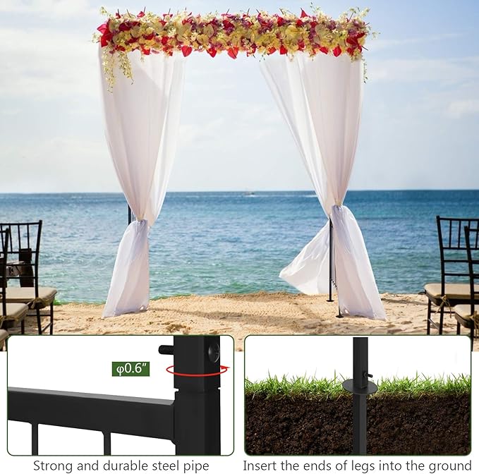 Safstar Metal Arch, 81-Inch Outdoor Garden Arbor for Various Climbing Plant Flower, Wedding Arch Backdrop Arch Stand for Wedding Garden Bridal Party Ceremony Decoration, Easy-to-Assemble, Black