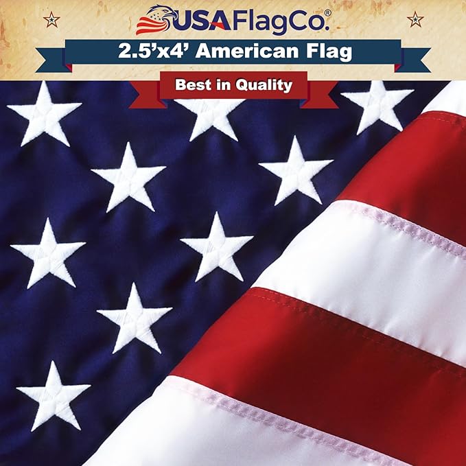 Stars and Stripes American Flag by USA Flag Co. (Made in USA) The BEST 2.5x4 Embroidered Stars and Sewn Stripes United States Flags - 2.5 x 4 ft.
