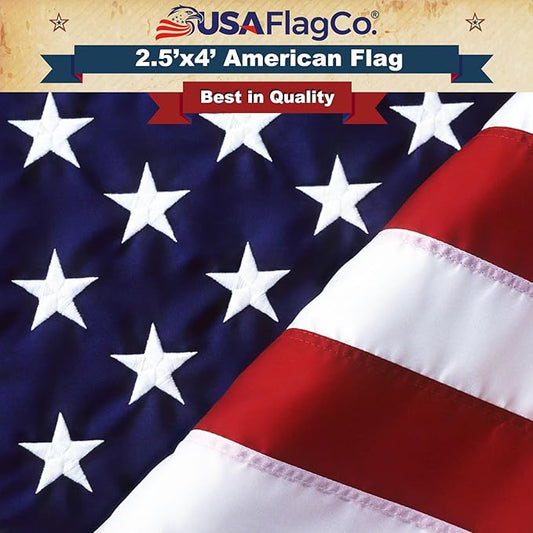 Stars and Stripes American Flag by USA Flag Co. (Made in USA) The BEST 2.5x4 Embroidered Stars and Sewn Stripes United States Flags - 2.5 x 4 ft.