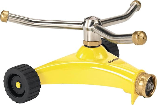Dramm 15053 ColorStorm Premium 3-Arm Whirling Sprinkler with Heavy-Duty Metal Wheeled Base, Yellow (Pack of 6)