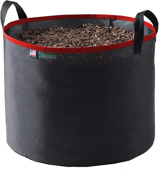 Grow Bag 7 Gallon, Planting Pots - Colorful Plant Grow Bags Pots Gardening Vegetable - Air Pruning Mesh Fabric Plant Container - (Black/Red)