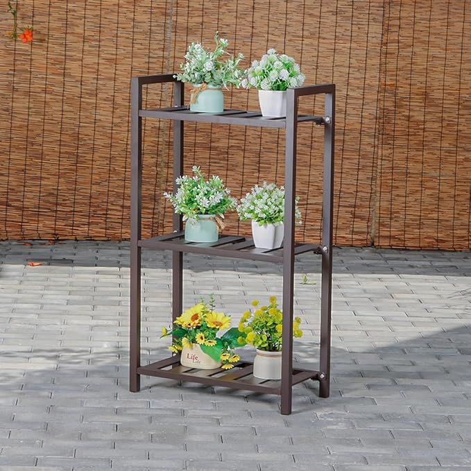 Plant Stand for Versatile Decor - Indoor/Outdoor Aluminum Stand with 300 LBS Strength, Sized L25.5 x W11.8 x H38.5 inch - Perfect for Patios, Gardens, Living Rooms