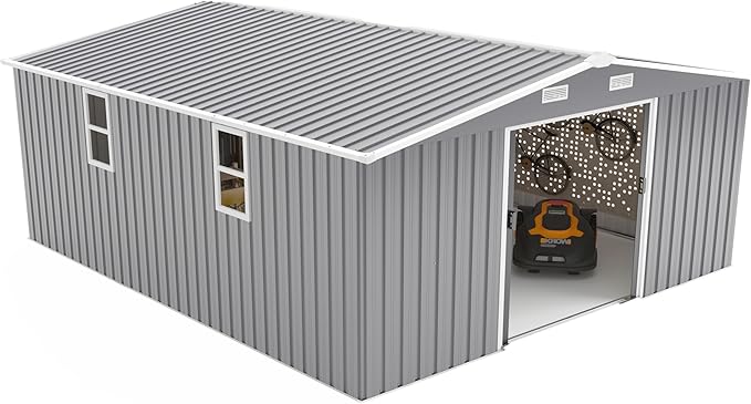 10x12 FT Outdoor Storage Shed, Extra Large Metal Shed with Lockable Doors,Vent & 2 Windows, All-Weather Tool Shed Storage House for Backyard,Garden,Patio, Lawn, Dark Gray