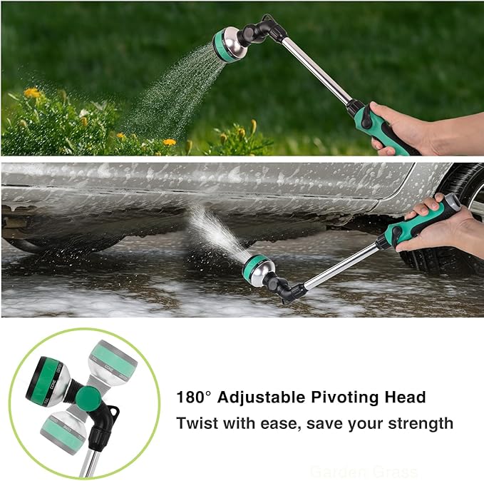 Yesker Metal Watering Wand for Garden Hose, 21 Inch, 10 Spray Patterns, Adjustable Water Sprayer with Pivoting Head, Garden Hose Nozzle with Thumb Flow Control, Ideal for Water Plant and Yard Washing