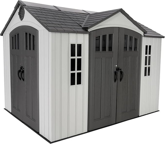 Lifetime Dual Entry Outdoor Storage Shed, 10x8 Ft, Desert Sand, Resin Tool Shed with Double Doors