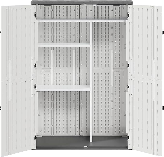 KAMABOKO Metal Storage Shed Shelves for 60 cuft Vertical Outdoor Storage Shed, 35.3 lbs, White