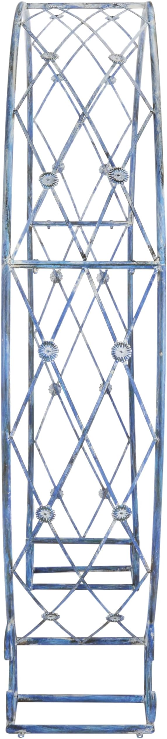 SAFAVIEH Outdoor Collection Mizell Mossy Blue Lattice Wrought Iron Moon Gateway Arbor