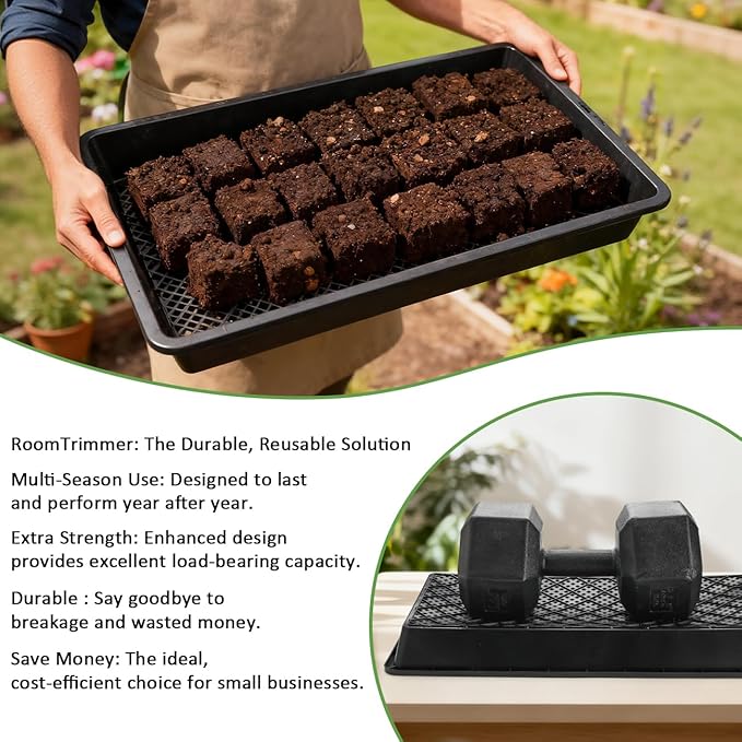 10 Pack 1020 Trays and 10 Pack 1020 Mesh Bootom Trays, 20'' x 10'', Heavy Duty Propagation Flats for Microgreens, Seed Starting, Soil Blocks, Hydroponics & Wheatgrass (10 Sets)