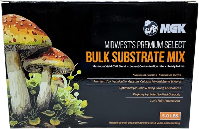 Premium Bulk Mushroom Substrate Mix | Fully Pastuerized | Maximum Yield | for Dung & Grain Loving Mushrooms (5 LBS)