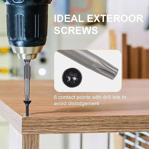 Deck Screws #10X5’’, T25 Star Torx Drive Flat Head Wood Screws, Black, 5lb