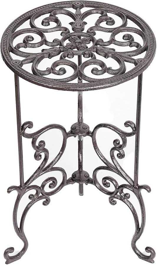 Sungmor Heavy Duty Cast Iron Potted Plant Stand,19.3-Inch 1 Tier Metal Planter Rack,Decorative Flower Pot Holder,Vintage & Rustic Style Indoor Outdoor Garden Pots Container Supports