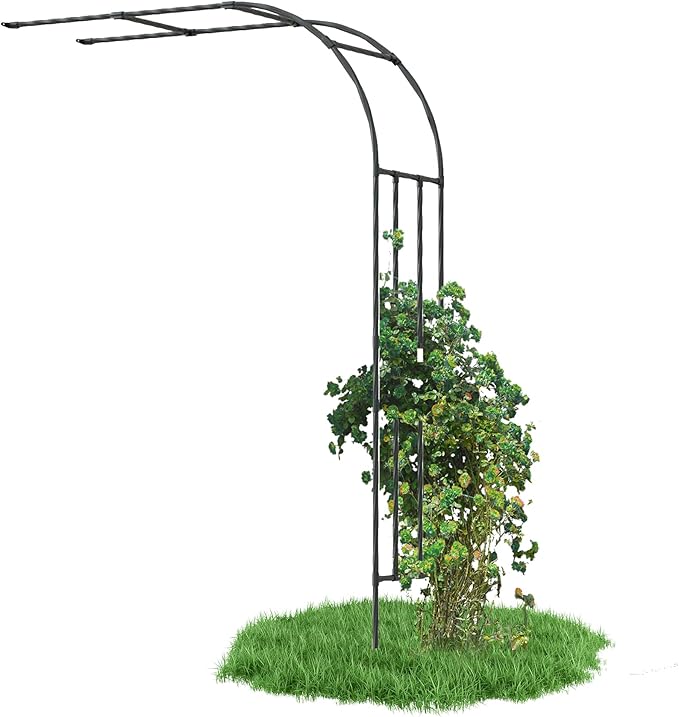 Half Garden Arch Trellis, Trellis Arch for Climbing Plants Outdoor, 7.9FT MetalGarden Arbor, Garden Trellises for Patio Lawn Backyard, Large Garden Archway Decoration Black 47.2" x 94.5in