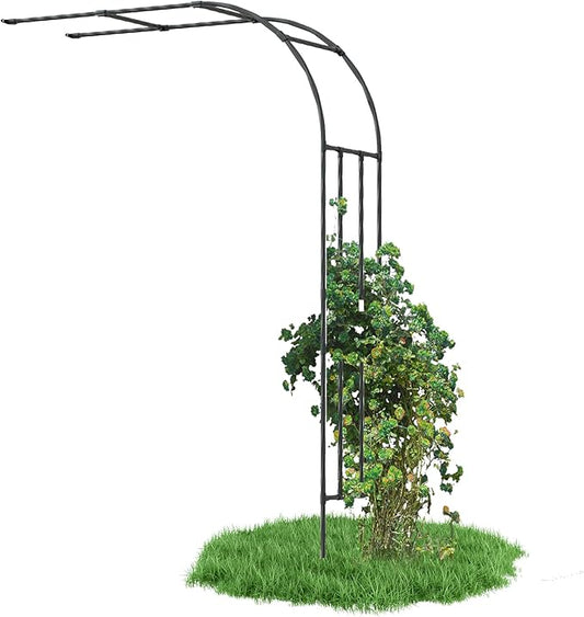 Half Garden Arch Trellis, Trellis Arch for Climbing Plants Outdoor, 7.9FT MetalGarden Arbor, Garden Trellises for Patio Lawn Backyard, Large Garden Archway Decoration Black 47.2" x 94.5in