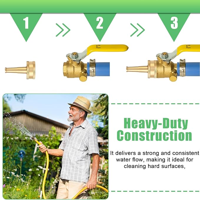 JaGely 12 Pack Sweeper Nozzle for Garden Hose Solid Brass Jet Sweeper 2" Jet Nozzle with 12 Garden Hose Rubber Washers