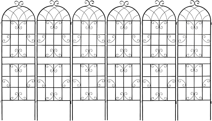 Metal Garden Trellis Garden Fence Rustproof Trellis for Climbing Plants Support Roses Flower Outdoor Lawn (6, Pattern-D)