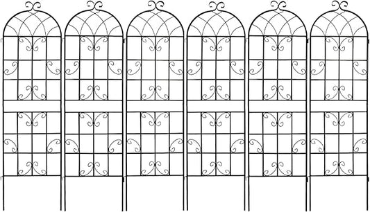 Metal Garden Trellis Garden Fence Rustproof Trellis for Climbing Plants Support Roses Flower Outdoor Lawn (6, Pattern-D)