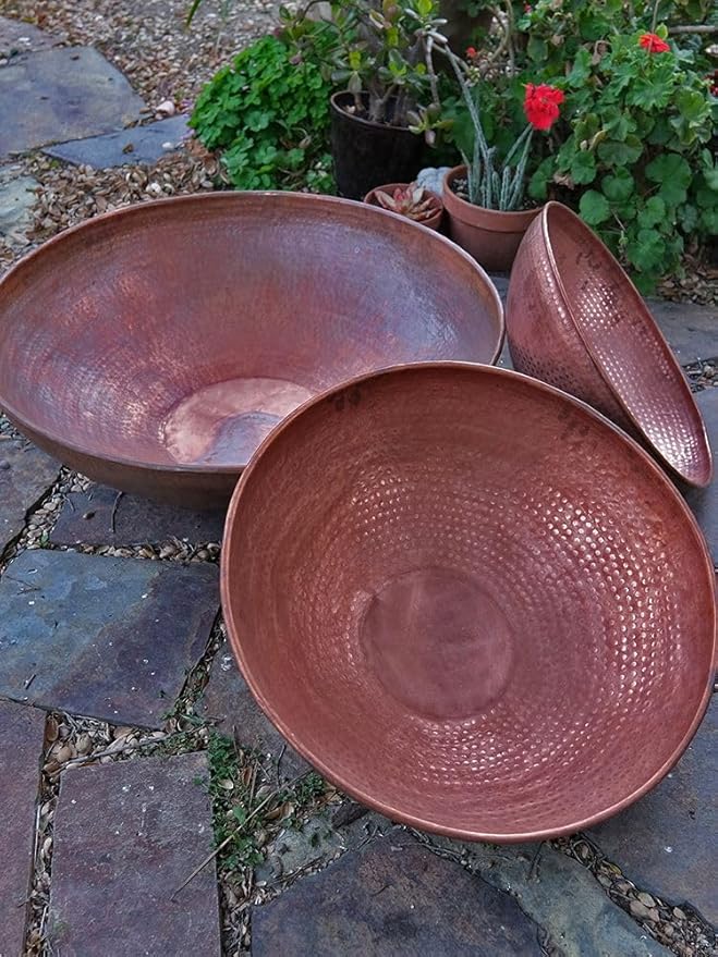 Nutshell Stores Hand Hammered Copper Basin - 30 Inch