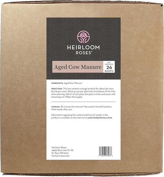 Heirloom Roses Cow Manure - Composted Top Soil Amendment for Garden, Rose Flower and Vegetables, Aged Compost Packed with Super Nutrients 26 Quarts