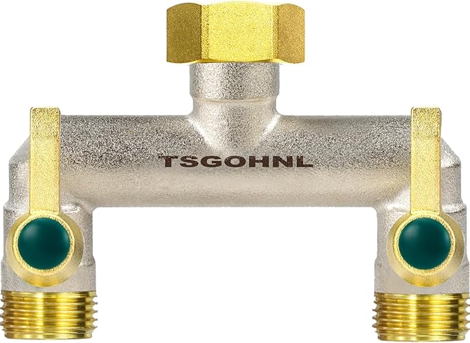 3/4 Inch Garden Hose splitter,Designed for installing multiple irrigation system timers, Suitable for high water pressure faucet manifolds,Freeze and rust resistant high flow 2 way valve