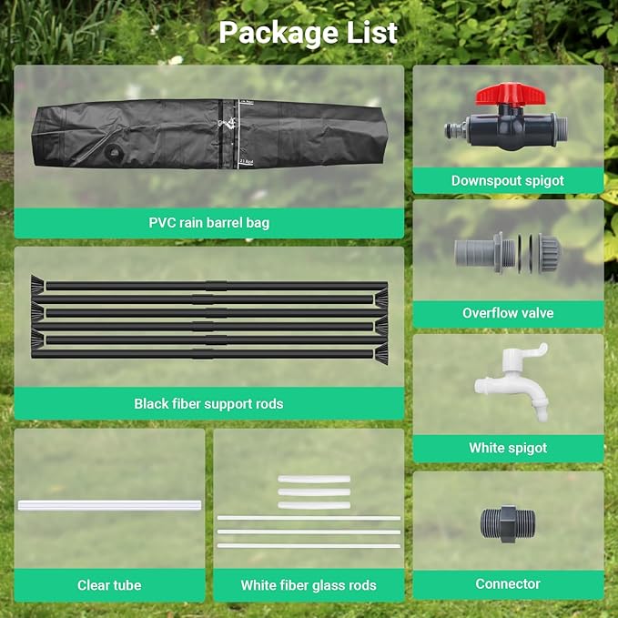 50 Gallon / 200L Collapsible Rain Barrel, Foldable PVC Rain Barrels to Collect Rainwater from Gutter, Portable Water Storage Tank Container with Hose Spigot, Water Catcher Collector Black
