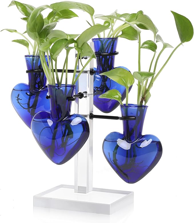 Clear Plants Propagation Stations Terrarium Kit Birthday Gift for Women for Indoor Home Office Decor Acrylic Plant Accessories - 4 Love Hear Vase