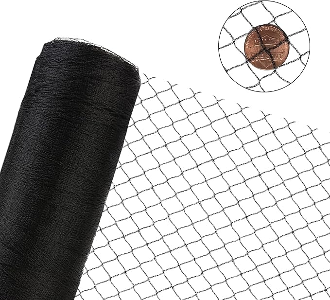 Woven Bird Netting 10X50 FT, 1/2" Mesh, Strong Bird Net Protect Fruit Trees, Blueberry, Vegetables, Strawberry Plants, Garden Netting Pest Barrier, Against Deer, Squirres, Small Critters