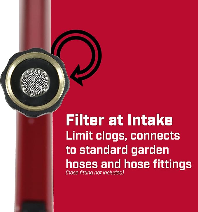 Chapin 4993: Heavy Duty Brass Head Tripod Impact Lawn Sprinkler, 360 Degree Coverage for Large Lawns, Golf Courses, Gardens, Adjustable Height, Gooseneck Hose Connection, Red and Black