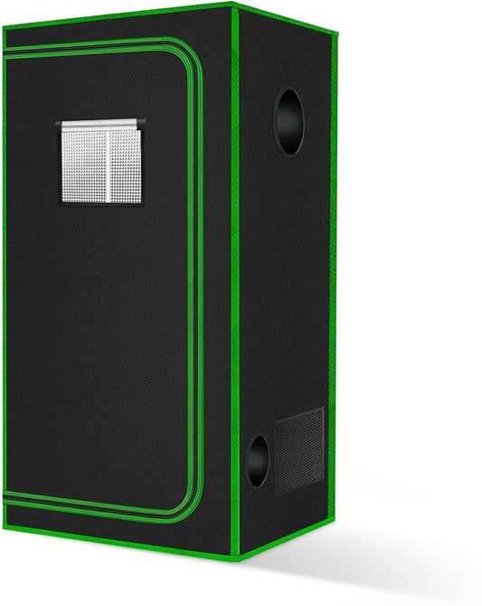 MELONFARM 34"x34"x72'' Grow Tent, High Reflective 600D Diamond Mylar Canvas with Observation Window and Floor Tray for Hydroponic Indoor Plant Growing