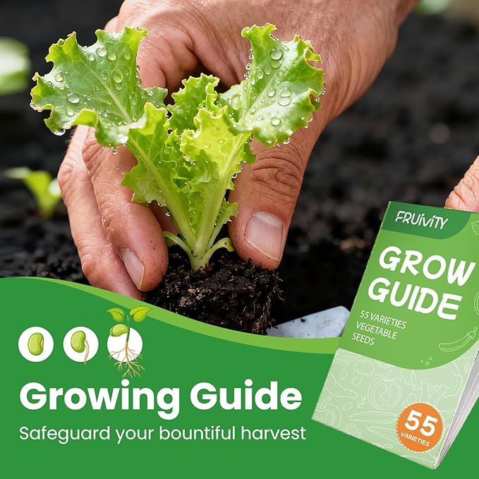 55 Vegetable Seeds Variety Pack - 39,000+ Heirloom Seeds for Planting Vegetables and Fruits, Non-GMO Garden Seeds for Hydroponic & Outdoor Planting Includ Gardening Supplies, Gift for Gardeners