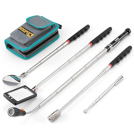 Telescoping Magnetic Pickup Tool Set, Inspection Mirror Telescoping, LED Flashlight, Cool Gadgets for Men, Stocking Stuffers, Gifts for Dad, Husband, Kids, Boyfriend, Magnet Stick