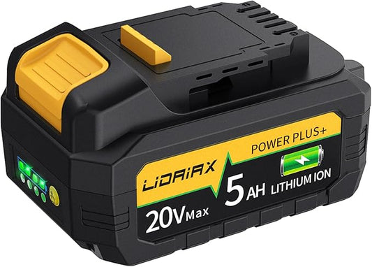 100% True Capacity Replacement for Dewalt 20V Max Battery, Automotive Power Cell for Dewalt 20v Battery, V0 Highest Grade Fireproof Case, Longer Runtime - 5.0AH, 1 Pack