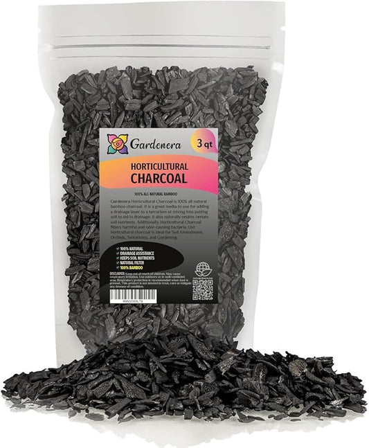GARDENERA Horticultural Charcoal for Indoor Plants [3-Quart Bag] Black Diamond Soil Amendment for Orchids, Terrariums, and Gardening