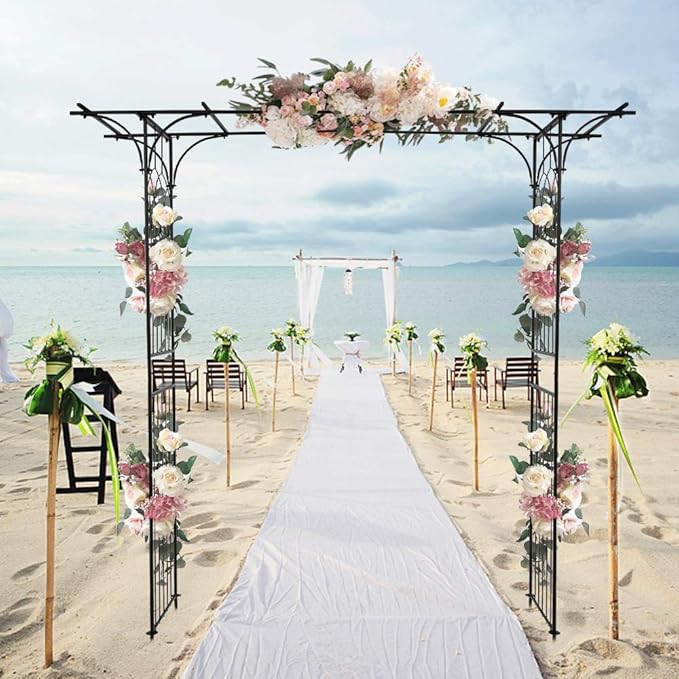 Garden Arbor, 7FT Arch Archway for Wedding Ceremony Party, Steel Garden Trellis for Plant Climbing, Christmas Decorations Pergola for Backyard, Lawn