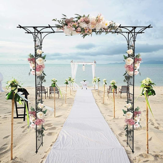 Garden Arbor, 7FT Arch Archway for Wedding Ceremony Party, Steel Garden Trellis for Plant Climbing, Christmas Decorations Pergola for Backyard, Lawn