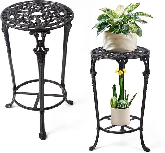 Notakia Large Plant Stand Indoor Outdoor Clearance Heavy Duty Cast Iron Plant Table for Patio & Garden, Tall Vintage Decorative Metal Plant Rack, Wrought Iron Flower Pot Holder for Home Garden Porch Yard