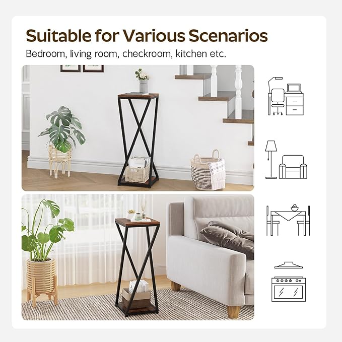 2-Tier Tall Plant Stand Indoor, Corner Plant Stands for Indoor Plants Multiple, Small End Table for Living Room, Corner Side Table for Home Decor
