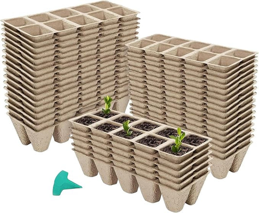 GROWNEER 360 Cells Peat Pots Seed Starter Trays 36 Packs Biodegradable Seedling Pots Germination Trays Organic Plant Starter Kit with 15 Pcs Plant Labels