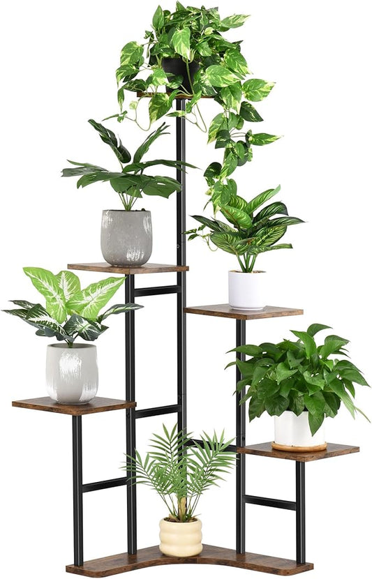 Corner Plant Stand Indoor, 6 Tier Corner Plant Shelf Flower Stand for Multiple Plants, Plant Shelves Organizer Rack for Living Room, Balcony, Patio, Garden (Square)