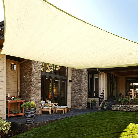 LOVE STORY Custom Size 9'x18' Butter Cream Sun Shade Sail Rectangle UV Block Canopy Patio Sail Sunshades Fabric for Outdoor Garden Carport (We Make Custom Size)