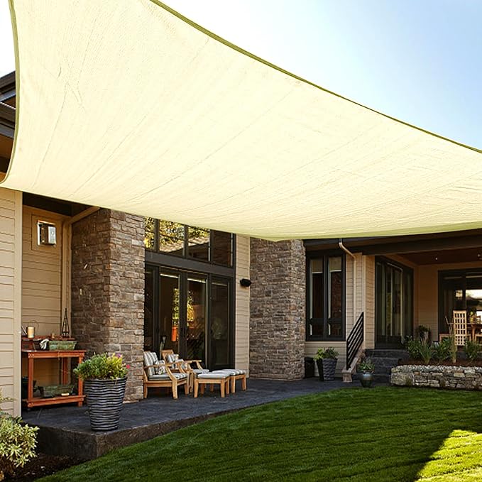 LOVE STORY Custom Size 5'x9' Butter Cream Sun Shade Sail Rectangle UV Block Canopy Patio Sail Sunshades Fabric for Outdoor Garden Carport (We Make Custom Size)