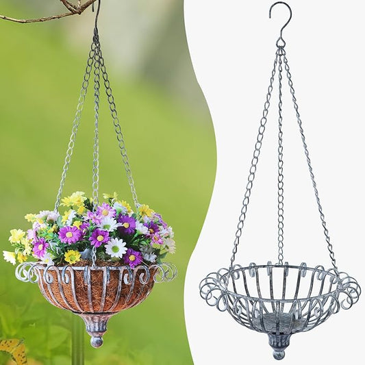 Metal Hanging Planters,Vintage Hanging Baskets for Plants Outdoor,Garden, Patio, Deck, Porch Decor
