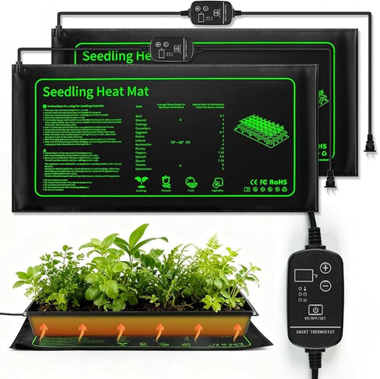 Heating Mats for Plants with Thermostat Controller （ Green ，10×20"-2P-Adjustable）