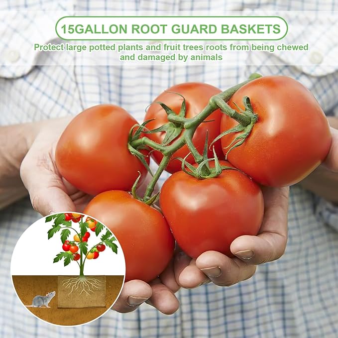 4Pcs 15 Gallon Root Guard Baskets for Plants, Underground Stainless Steel Wire Mesh Cages Gopher and Vole Wire Basket Protect The Roots of Large Plants
