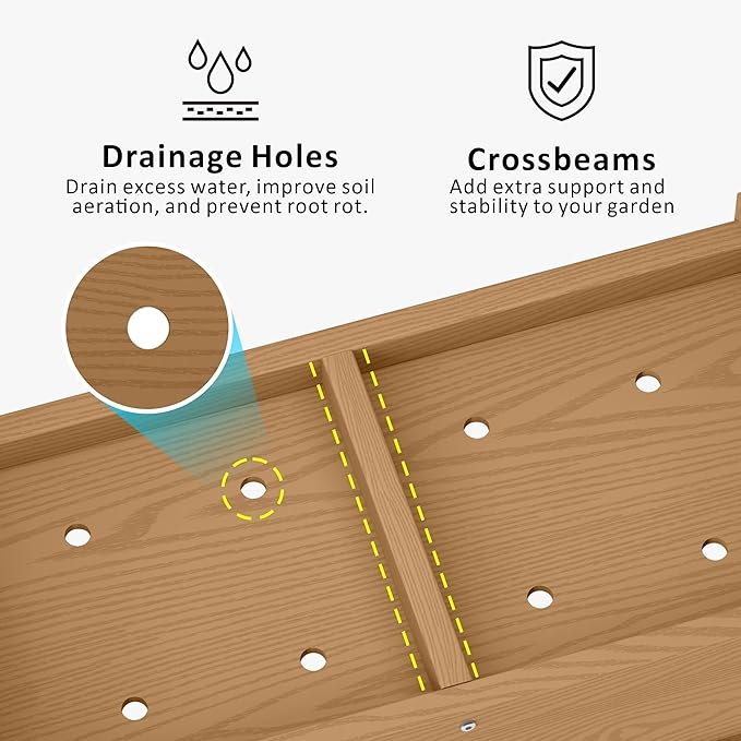 HDPE Raised Planter Box Outdoor,Rot-Resistant and Non-Cracking,Raised Beds for Gardening 29.5 * 14.4 * 9.8 in for Yard,Lawn,Outdoor Planter Boxes Rectangle with Drainage Holes Brown